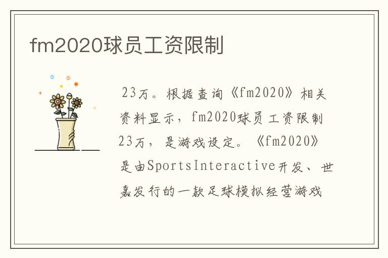 fm2020球员工资限制