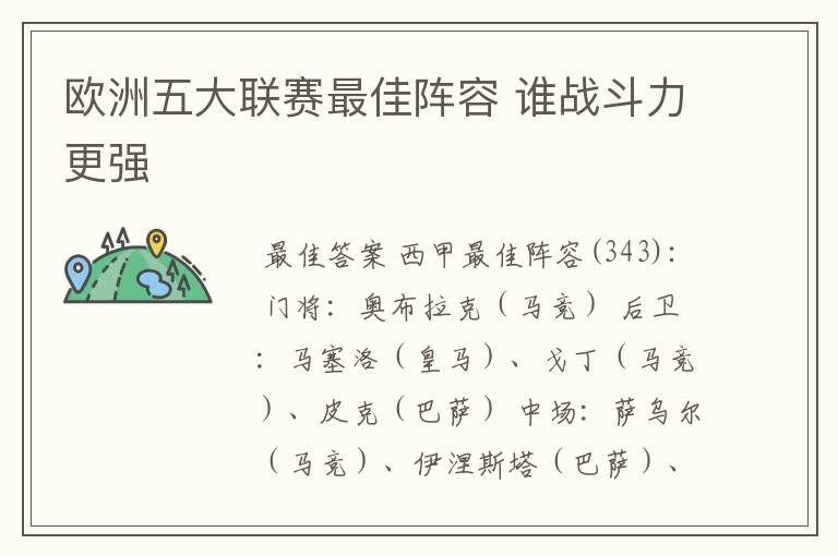 欧洲五大联赛最佳阵容 谁战斗力更强