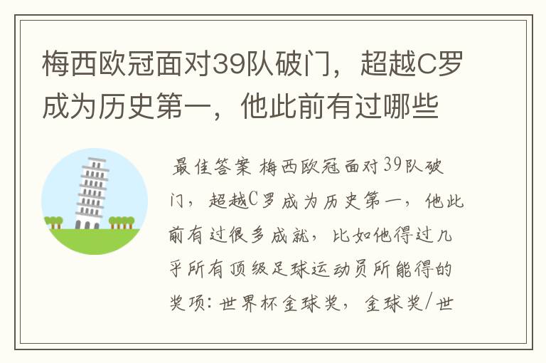 梅西欧冠面对39队破门，超越C罗成为历史第一，他此前有过哪些成就？