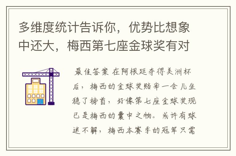 多维度统计告诉你，优势比想象中还大，梅西第七座金球奖有对手吗？