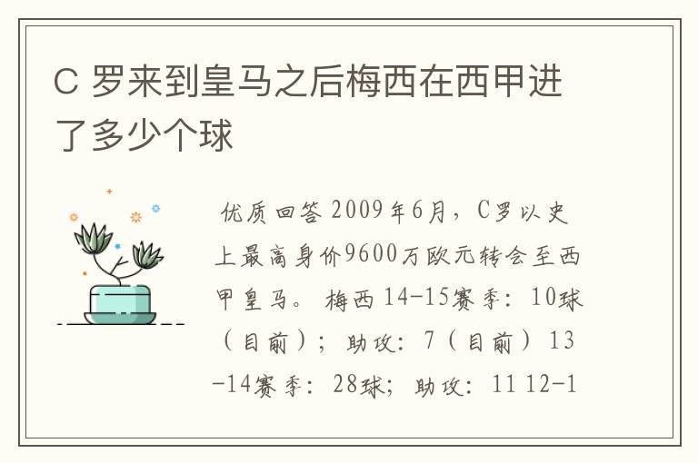 C 罗来到皇马之后梅西在西甲进了多少个球