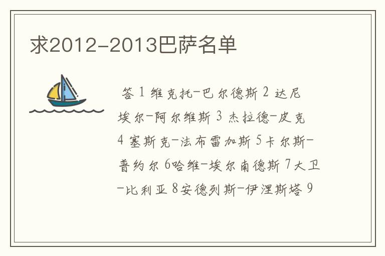 求2012-2013巴萨名单