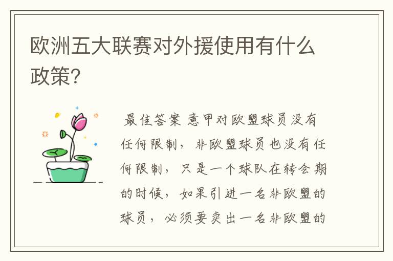 欧洲五大联赛对外援使用有什么政策？