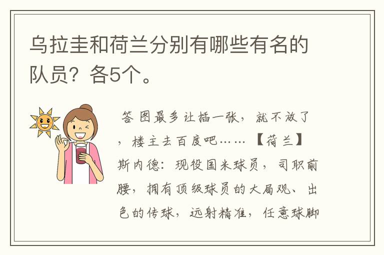 乌拉圭和荷兰分别有哪些有名的队员？各5个。