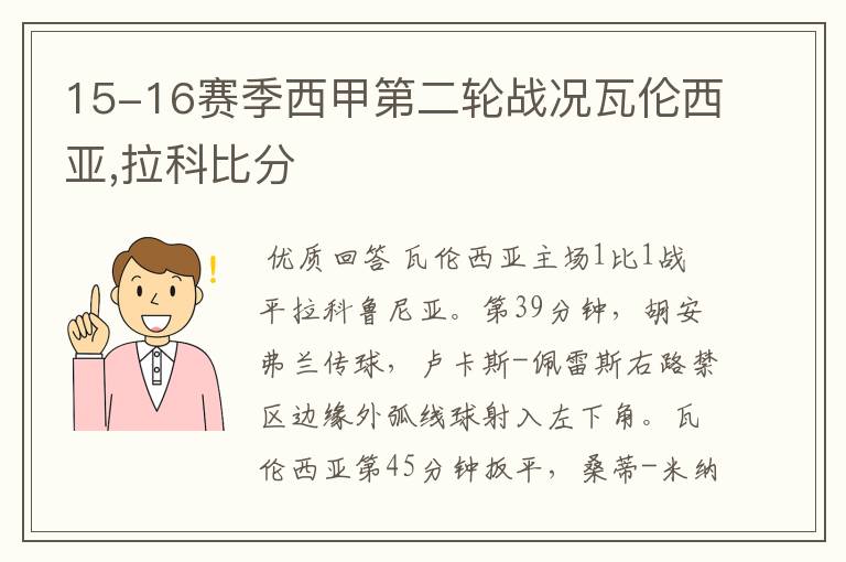 15-16赛季西甲第二轮战况瓦伦西亚,拉科比分