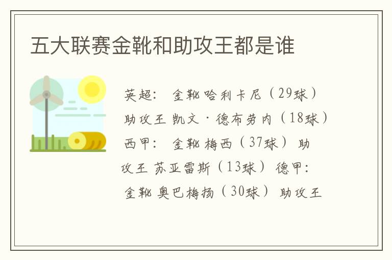 五大联赛金靴和助攻王都是谁