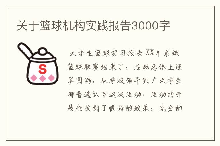 关于篮球机构实践报告3000字