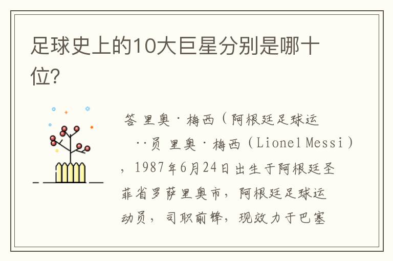 足球史上的10大巨星分别是哪十位？