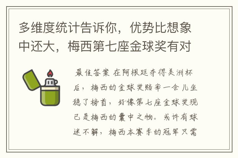 多维度统计告诉你，优势比想象中还大，梅西第七座金球奖有对手吗？