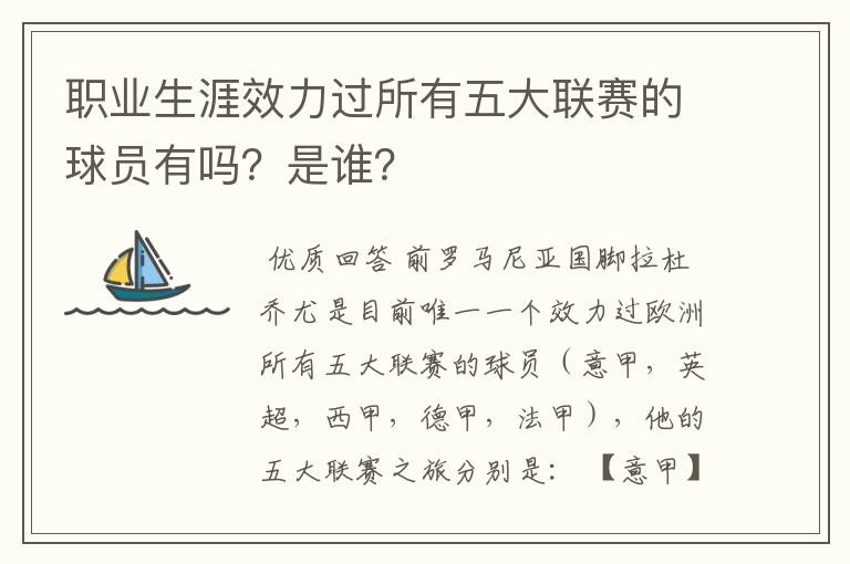 职业生涯效力过所有五大联赛的球员有吗？是谁？