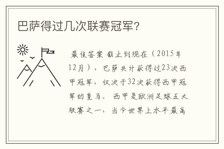 巴萨得过几次联赛冠军?