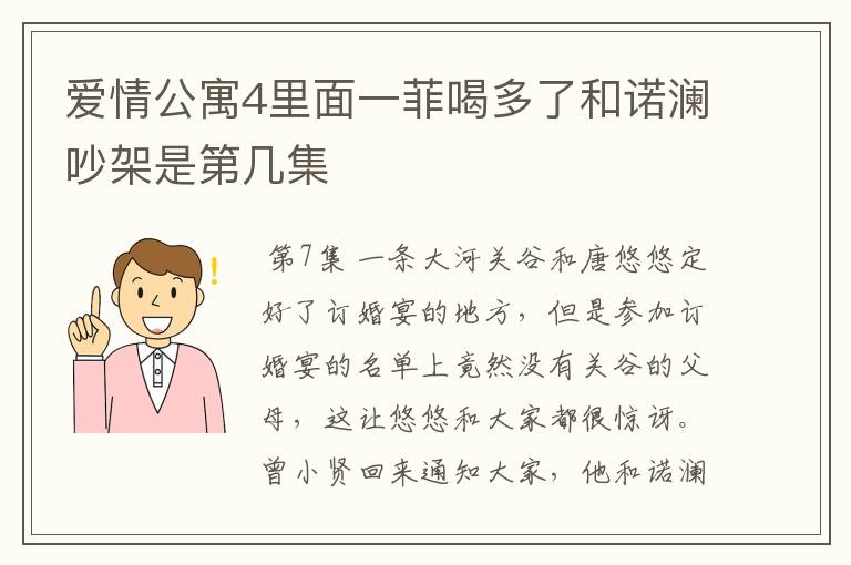 爱情公寓4里面一菲喝多了和诺澜吵架是第几集