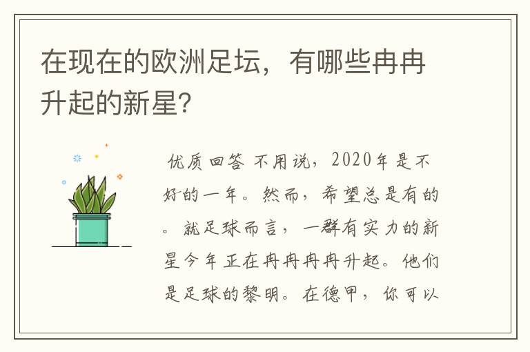 在现在的欧洲足坛，有哪些冉冉升起的新星？