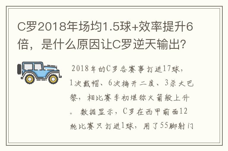 C罗2018年场均1.5球+效率提升6倍，是什么原因让C罗逆天输出？