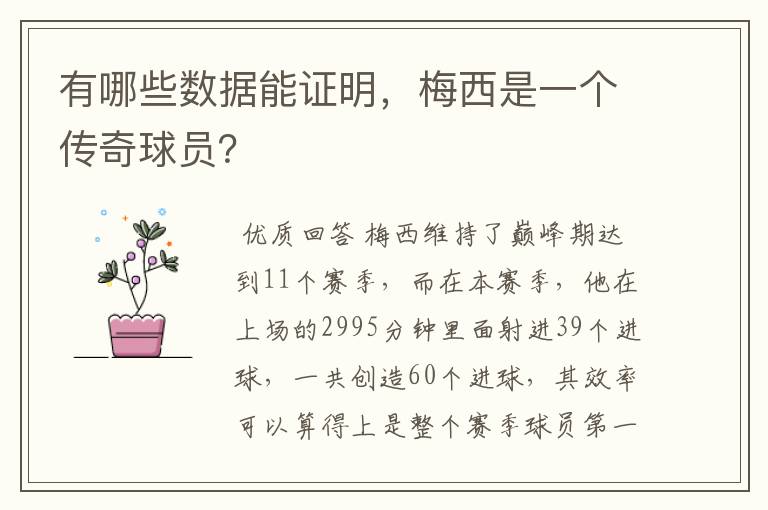 有哪些数据能证明，梅西是一个传奇球员？