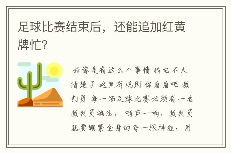 足球比赛结束后，还能追加红黄牌忙？