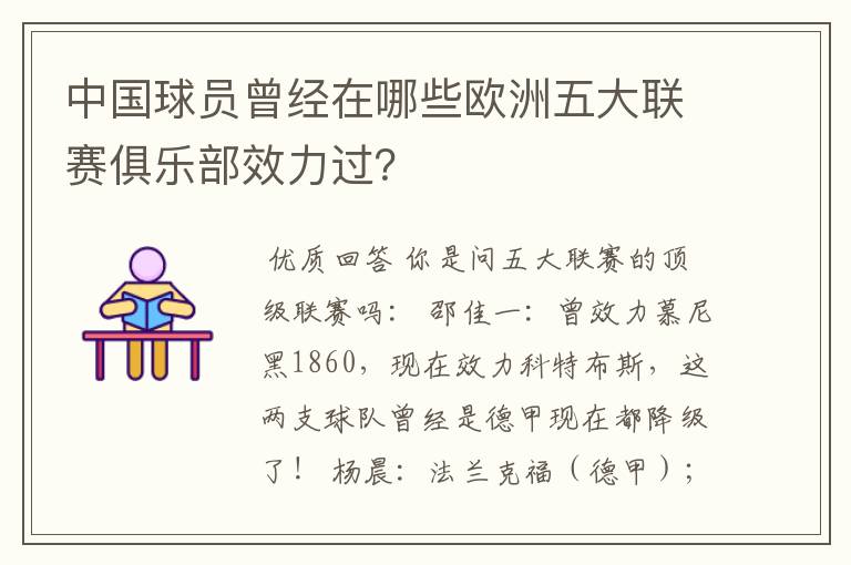 中国球员曾经在哪些欧洲五大联赛俱乐部效力过？