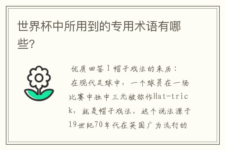 世界杯中所用到的专用术语有哪些?