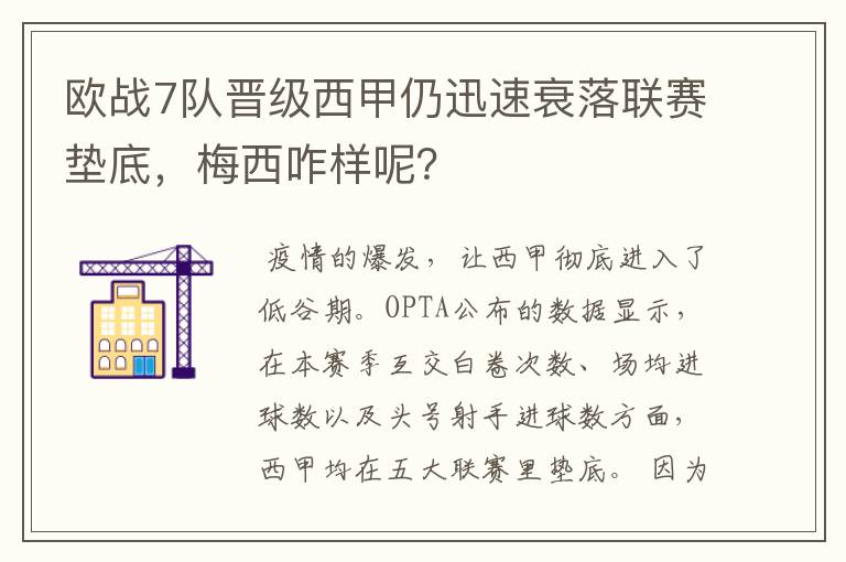 欧战7队晋级西甲仍迅速衰落联赛垫底，梅西咋样呢？