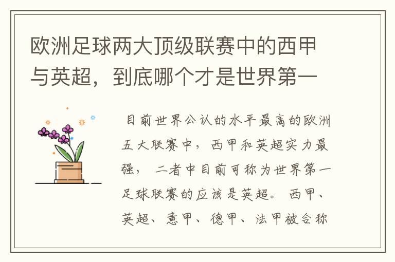 欧洲足球两大顶级联赛中的西甲与英超，到底哪个才是世界第一足球联赛?