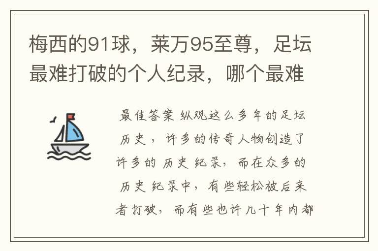 梅西的91球，莱万95至尊，足坛最难打破的个人纪录，哪个最难？