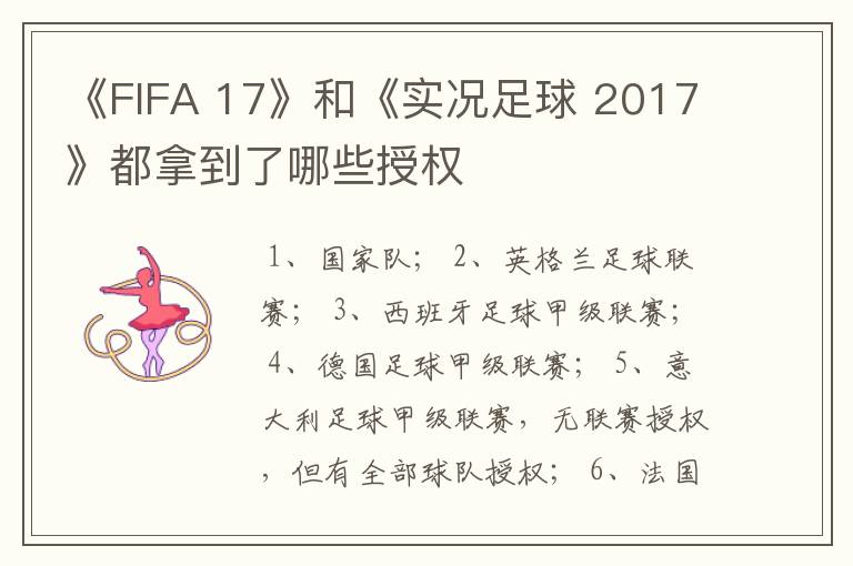 《FIFA 17》和《实况足球 2017》都拿到了哪些授权