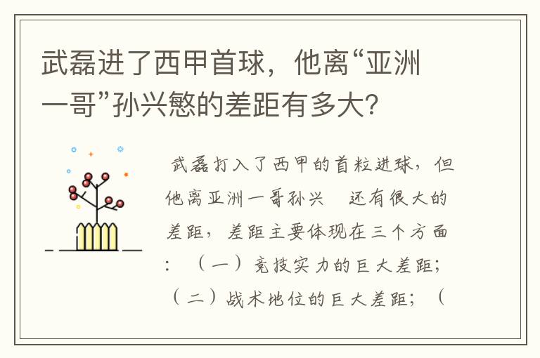 武磊进了西甲首球，他离“亚洲一哥”孙兴慜的差距有多大？