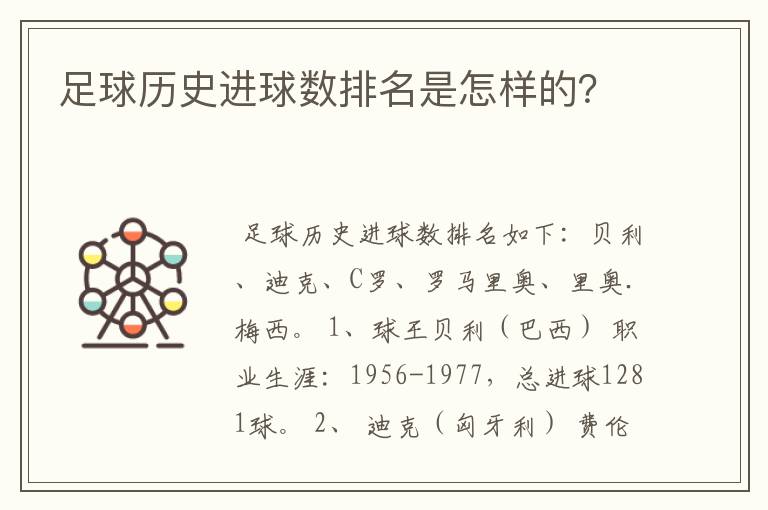 足球历史进球数排名是怎样的？