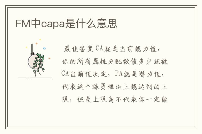 FM中capa是什么意思