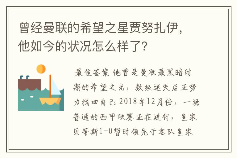 曾经曼联的希望之星贾努扎伊，他如今的状况怎么样了？