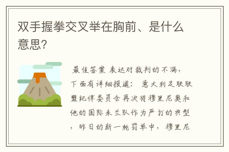 双手握拳交叉举在胸前、是什么意思？