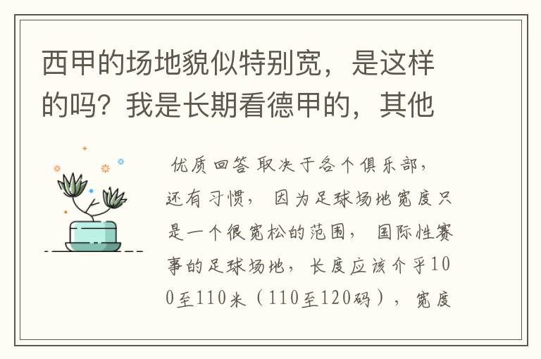 西甲的场地貌似特别宽，是这样的吗？我是长期看德甲的，其他联赛不清楚。