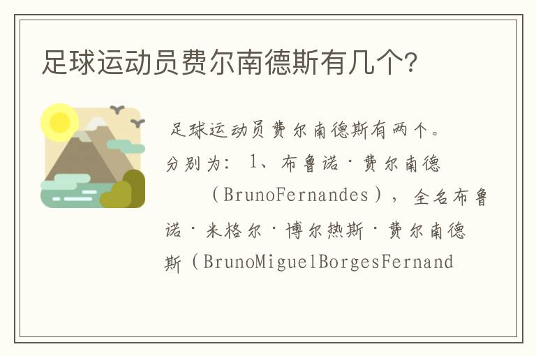 足球运动员费尔南德斯有几个?