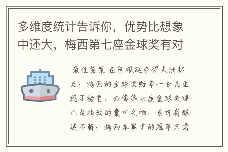 多维度统计告诉你，优势比想象中还大，梅西第七座金球奖有对手吗？