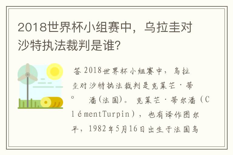 2018世界杯小组赛中，乌拉圭对沙特执法裁判是谁？