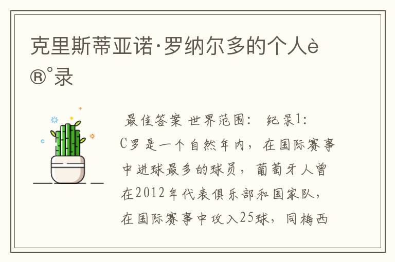 克里斯蒂亚诺·罗纳尔多的个人记录