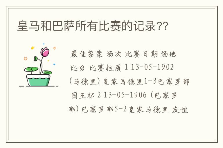 皇马和巴萨所有比赛的记录??