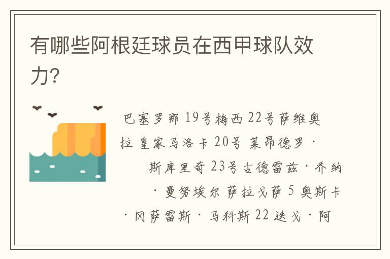 有哪些阿根廷球员在西甲球队效力？