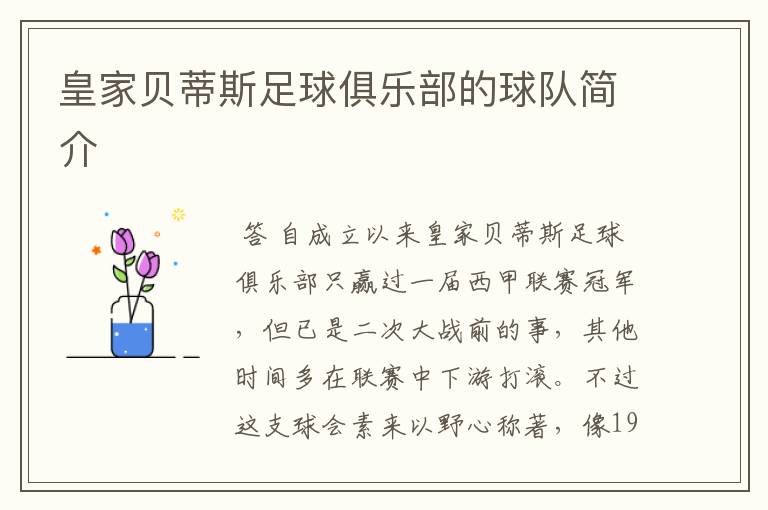 皇家贝蒂斯足球俱乐部的球队简介