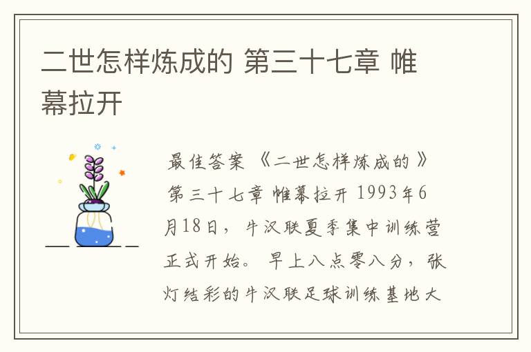 二世怎样炼成的 第三十七章 帷幕拉开