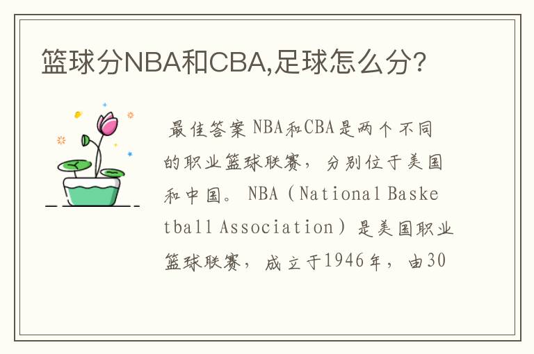 篮球分NBA和CBA,足球怎么分?