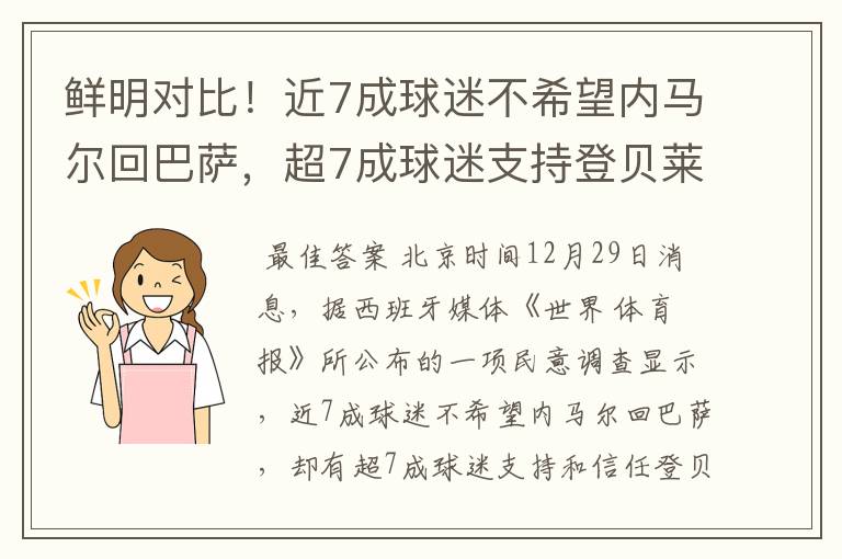 鲜明对比！近7成球迷不希望内马尔回巴萨，超7成球迷支持登贝莱！