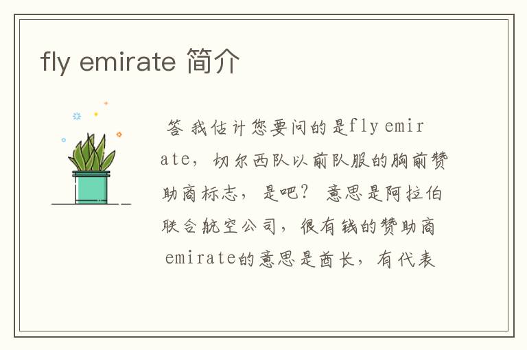 fly emirate 简介