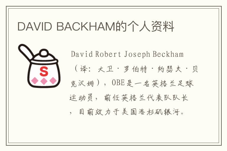 DAVID BACKHAM的个人资料