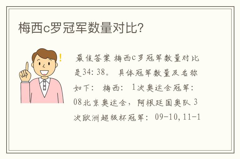 梅西c罗冠军数量对比？