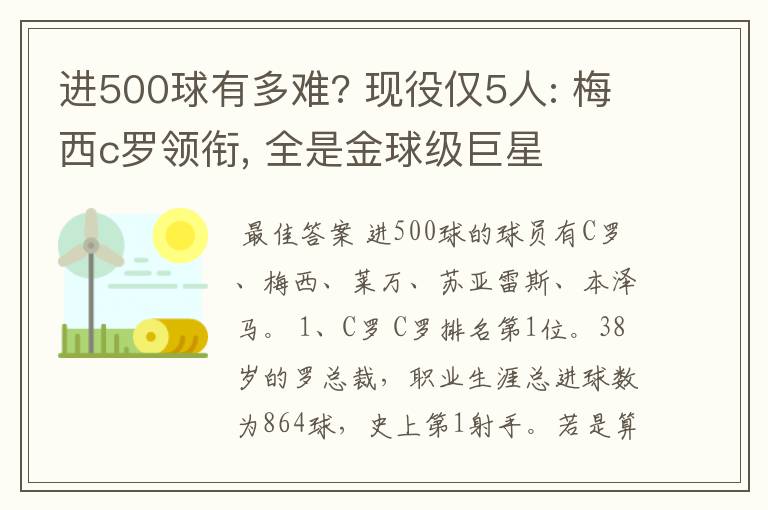 进500球有多难? 现役仅5人: 梅西c罗领衔, 全是金球级巨星