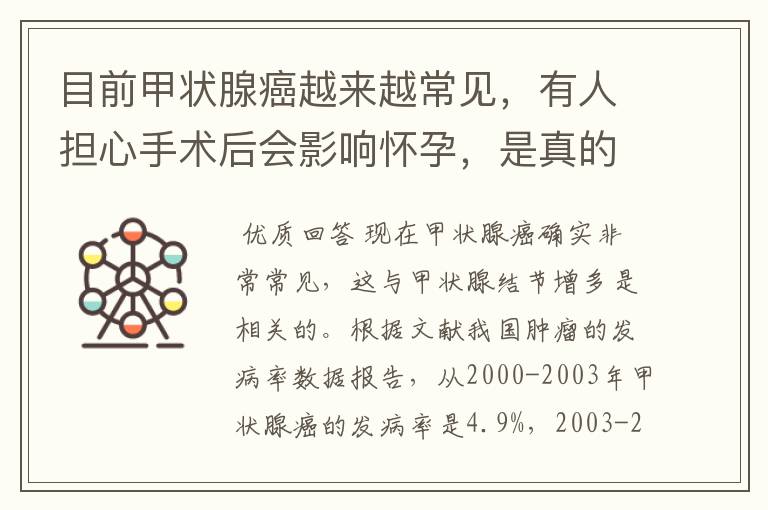 目前甲状腺癌越来越常见，有人担心手术后会影响怀孕，是真的吗？