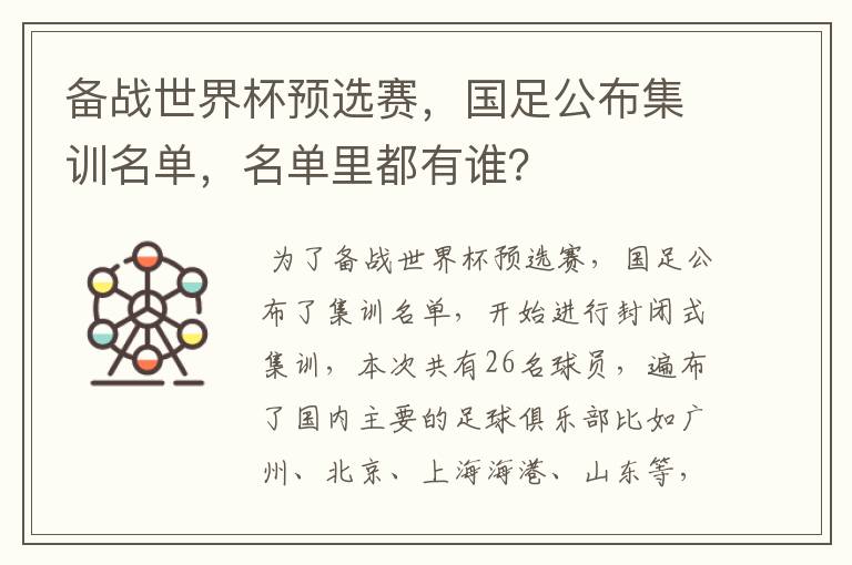 备战世界杯预选赛,国足公布集训名单,名单里都有谁?