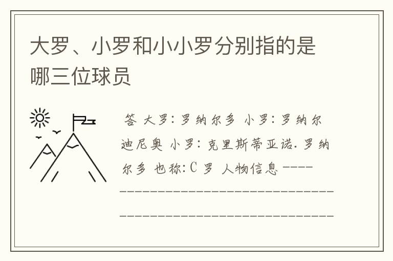 大罗、小罗和小小罗分别指的是哪三位球员