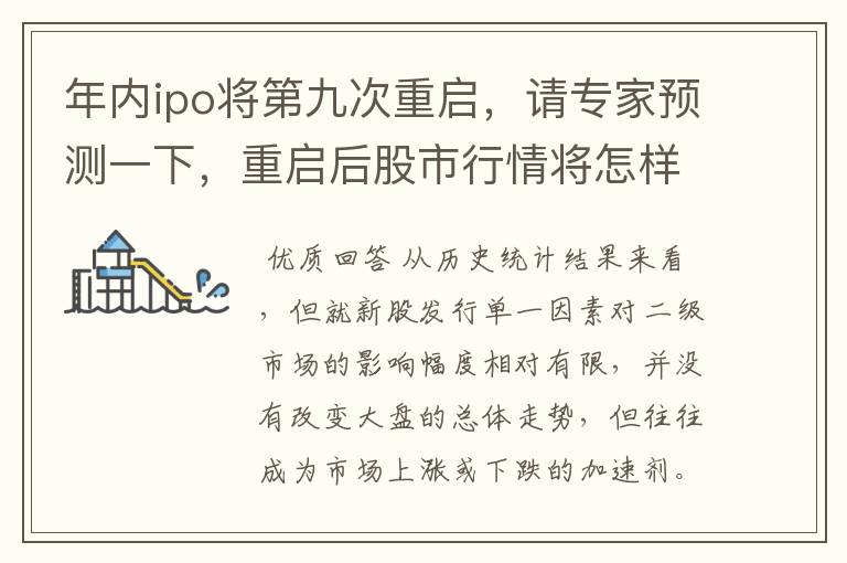 年内ipo将第九次重启，请专家预测一下，重启后股市行情将怎样？前八次都是大跌啊！